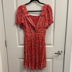 Angie Red Patterned Women's Dress